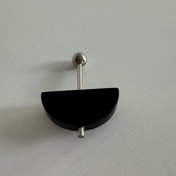 Aarikka Vintage 1990’s Wood and Metal Geometric Brooch - Picture 2 of 5